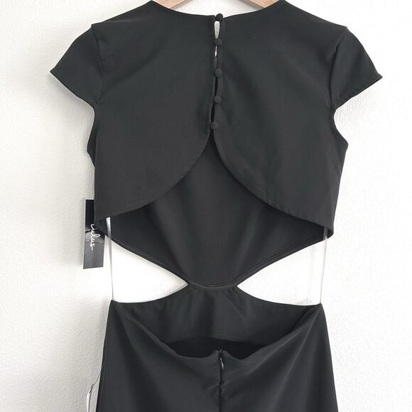 NWT LULUS ‘Conversation Piece’ Size M Black Maxi Dress Backless Cutouts USA Made - Picture 6 of 14